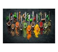 Ceanothe Tableau sur toile cuillères d'épices 30x45 cm Decoration Cuisine Moderne - Impression sur Toile Murale Décorative - Image imprimée en HD - Toile sur Châssis en Bois FSC - Fabriqué en France