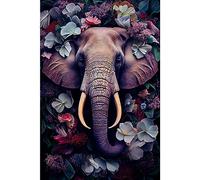Ceanothe Tableau sur toile éléphant fleuri 30x45 cm Décoration Murale Art Décoratif Muraux Peinture Imprimée en HD Salon Chambre Bureau Bois de Forêt FSC Fabriqué en France