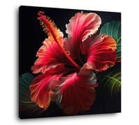 Ceanothe Tableau sur toile hibiscus 90x90 cm Décoration Murale Art Décoratif Muraux Peinture Imprimée en HD Salon Chambre Bureau Bois de Forêt FSC Fabriqué en France
