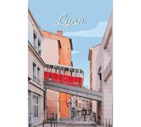 Ceanothe Tableau sur toile illustration funiculaire de Lyon 45x65 cm Décoration Murale Art Décoratif Muraux Peinture Imprimée en HD Salon Chambre Bureau Bois de Forêt FSC Fabriqué en France