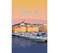 Ceanothe Tableau sur Toile Illustration Port de Marseille 30x45 cm Décoration Murale Art Décoratif Muraux Peinture Imprimée en HD Salon Chambre Bureau Bois de Forêt FSC Fabriqué en France