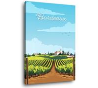 Ceanothe Tableau sur toile illustration vignes Bordeaux 45x65 cm Décoration Murale Art Décoratif Muraux Peinture Imprimée en HD Salon Chambre Bureau Bois de Forêt FSC Fabriqué en France