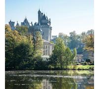 Ceanothe Tableau sur toile lac du château de Pierrefonds 65x65 cm Décoration Murale Art Décoratif Muraux Peinture Imprimée en HD Salon Chambre Bureau Bois de Forêt FSC Fabriqué en France