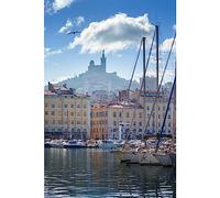 Ceanothe Tableau sur toile Marseille - Voiliers et Notre-Dame de la Garde 3