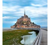 Ceanothe Tableau sur toile Mont-Saint-Michel 90x90 cm Décoration Murale Art Décoratif Muraux Peinture Imprimée en HD Salon Chambre Bureau Bois de Forêt FSC Fabriqué en France