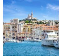 Ceanothe Tableau sur toile Notre-Dame-de-la-Garde depuis le port de Marseille 30x30 cm Décoration Murale Art Décoratif Muraux Peinture Imprimée en HD Salon Chambre Bureau Bois de Forêt FSC Fabriqué en