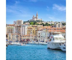 Ceanothe Tableau sur toile Notre-Dame-de-la-Garde depuis le port de Marseille 30x30 cm Décoration Murale Art Décoratif Muraux Peinture Imprimée en HD Salon Chambre Bureau Bois de Forêt FSC Fabriqué en