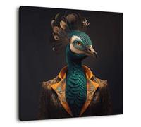 Ceanothe Tableau sur toile paon humain 30x30 cm Décoration Murale Art Décoratif Muraux Peinture Imprimée en HD Salon Chambre Bureau Bois de Forêt FSC Fabriqué en France