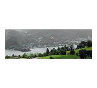 Ceanothe Tableau sur Toile parapentiste lac d'Annecy 30x97 cm Décoration Murale Art Décoratif Muraux Peinture Imprimée en HD Salon Chambre Bureau Bois de Forêt FSC Fabriqué en France