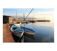 Ceanothe Tableau sur toile petits bateaux port de Saint-Aunes 45x65 cm Décoration Murale Art Décoratif Muraux Peinture Imprimée en HD Salon Chambre Bureau Bois de Forêt FSC Fabriqué en France