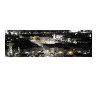 Ceanothe Tableau sur toile place Bellecour Lyon de nuit 30x97 cm | Tableau sur toile place Bellecour Lyon de nuit 30x97 cm Décoration Murale Art Imprimée en HD Idéal pour Salon Chambre Bureau