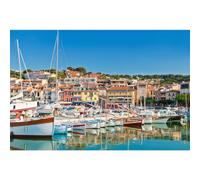 Ceanothe Tableau sur toile port de Cassis 45x65 cm Décoration Murale Art Décoratif Muraux Peinture Imprimée en HD Salon Chambre Bureau Bois de Forêt FSC Fabriqué en France