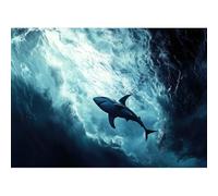 Ceanothe Tableau sur toile requin majestueux 30x45 cm Décoration Murale Art Décoratif Muraux Peinture Imprimée en HD Salon Chambre Bureau Bois de Forêt FSC Fabriqué en France