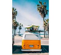 Ceanothe Tableau sur toile surf van 30x45 cm Décoration Murale Art Décoratif Muraux Peinture Imprimée en HD Salon Chambre Bureau Bois de Forêt FSC Fabriqué en France