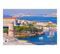 Ceanothe Tableau sur toile voilier arrivant à Marseille 65x97 cm Décoration Murale Art Décoratif Muraux Peinture Imprimée en HD Salon Chambre Bureau Bois de Forêt FSC Fabriqué en France