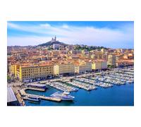 Ceanothe Tableau sur Toile Vue sur Le Port de Marseille 65x97 cm Décoration Murale Art Décoratif Muraux Peinture Imprimée en HD Salon Chambre Bureau Bois de Forêt FSC Fabriqué en France