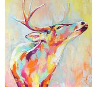 Ceanothe Tableau sur verre cerf coloré 30x30 cm - Impression Image Haute Définition Pour Décoration Murale avec Finition Brillante Fabriqué en France