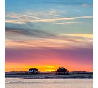 Ceanothe Tableau sur verre coucher de soleil 30x30 cm - Impression Image Haute Définition Pour Décoration Murale avec Finition Brillante Fabriqué en France