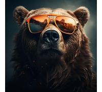 Ceanothe Tableau sur verre ours chic 45x45 cm - Impression Image Haute Définition Pour Décoration Murale avec Finition Brillante Fabriqué en France