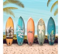 Ceanothe Tableau sur verre planches de surf 30x30 cm - Impression Image Haute Définition Pour Décoration Murale avec Finition Brillante Fabriqué en France