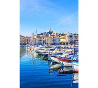 Ceanothe Tableau sur verre synthétique vieux port de Marseille 65x97 cm Impression Image en Haute Définition Tableau mural décoratif Fabriqué en France