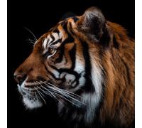 Ceanothe Tableau sur verre tigre de face 30x30 cm - Impression Image Haute Définition Pour Décoration Murale avec Finition Brillante Fabriqué en France