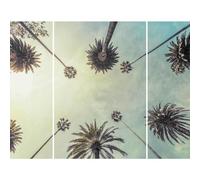 Ceanothe Triptyque sur toile palmiers 125x97 cm Décoration Murale Art Décoratif Muraux Peinture Imprimée en HD Salon Chambre Bureau Bois de Forêt FSC Fabriqué en France