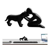 ceaqed Figurines de chien Accessoires pour la maison, sculpture d'art abstraite mignonne | Statue homme et chien Objets de collection - Pour bureau, salon, chambre à coucher, maison de campagne, table