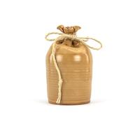 CEAR Céramique - Tirelire sicilienne en forme de sac à casser H 20 cm en céramique maïoliquée de Caltagirone entièrement réalisée à la main couleur cuir