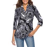 CEASIKERY Chemisier Tunique décontracté et Ample à Manches 3/4 et col en V pour Femme, Taille M