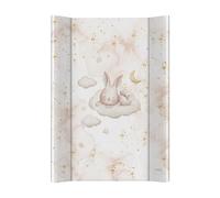 Ceba Baby® Matelas à Langer Bebe rigide 50x70 cm - 2 Coins - Matelas à Langer Lavable pour Filles et Garçons - Certifié Öko-Tex - lapin endormi - 70x50 cm