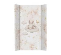 Ceba Baby® Matelas à Langer Bebe rigide 50x70 cm - 2 Coins - Matelas à Langer Lavable pour Filles et Garçons - Certifié Öko-Tex - lapin endormi - 70x50 cm