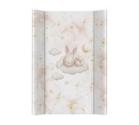 Ceba Baby® Matelas à Langer Bebe rigide 50x70 cm - 2 Coins - Matelas à Langer Lavable pour Filles et Garçons - Certifié Öko-Tex - lapin endormi - 70x50 cm