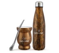 Cebador Coffret d'accessoires Yerba-Mate Édition Bois - TermoMate (Mug Thermo-Mate), Bouteille Thermos et Bombilla Gringo Argent