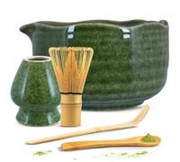 Cebador Set complet pour la préparation du thé matcha - Matchawan Tonbo + Support à fouet Kusenaoshi Tonbo + Accessoires en bambou