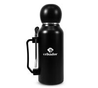 Cebador YerbaGo Thermos Yerba Mate 1,3 L - Acier inoxydable double paroi, bouchon-gourde 150 ml, Noir