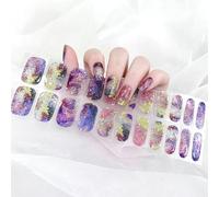 Cebocio - Lot de 22 bandes adhésives en gel semi-durcies à paillettes pour ongles - Autocollants imperméables pour nail art pour femmes et filles - Enchantement scintillant