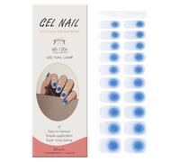 Ceboic 20PCS Autocollants Auto-adhésifs pour Vernis à Ongles, Ciel étoilé Bleu Gel Vernis À Ongles Autocollants, Couverture Complète Bandes d'ongles en Gel Semi Durci, Lampe UV/LED Requise