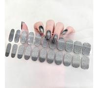 Ceboic 22PCS Vernis À Ongles Autocollants, French Enveloppes en Gel, Auto-adhésifs, UV/LED Lamp Required Bandes Durci - Oeil de Chat Gris