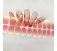 Ceboic 22Pcs Vernis À Ongles Autocollants, Paillettes Oranges Autocollant Ongle UV, Français Enveloppes À Ongles en Gel, UV/LED Lamp Required Bandes d'Ongles Durci