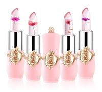 Ceboic 4 Pièces Rouges à Lèvres en Gelée de Fleurs de Cristal, Magique Changement De Couleur Brillant à Lèvres, Hydratant Longue Durée Transparent Baume À Lèvres Ensemble pour Femme Filles