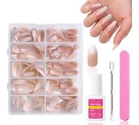 Ceboic Français Faux Ongles Court, 240Pcs French Press on Nails avec Colle, Dégradé Rose Blanc Acrylique Couverture Complète Ongles à Coller, 10 Tailles Naturel Faux Ongles Capsules pour Femmes Filles