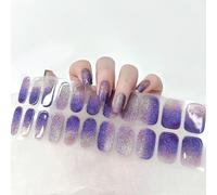 Ceboic Gel Vernis À Ongles Autocollants, Auto-adhésifs Bandes d'ongles en Gel Autocollant Ongle Gel UV, Lampe UV/LED Requise, 22PCS Enveloppes de Vernis à Ongles en Gel (Violet Paillettes Gradient)