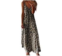 Ceboyel Robe d'été longue décontractée à bretelles spaghetti pour femme - Col en V - Robe bohème sexy - Vêtements de plage tendance 2024, Kaki #2., Taille L