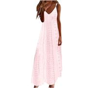 Ceboyel Robe d'été longue décontractée à bretelles spaghetti pour femme - Col en V - Robe bohème sexy - Vêtements de plage tendance 2024, Rose #48, Taille M