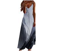 Ceboyel Robe d'été longue décontractée à bretelles spaghetti pour femme - Col en V - Robe bohème sexy - Vêtements de plage tendance 2024, Gris #23, Taille 3XL