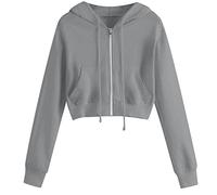 Ceboyel Sweat à capuche zippé pour femmes, sweats à manches longues, vestes tendance Y2K, vêtements pour adolescentes et filles 2023, J03-gris, 5X-Large