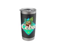 Cebu Island Philippines Noix de coco Retro vacances Vintage Gobelet isotherme en acier inoxydable double paroi