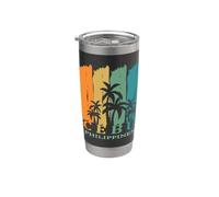 Cebu Palmier Île Philippines Asie du Sud-Est Cadeau Souvenir Gobelet isotherme en acier inoxydable double paroi