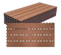 Cecaylie 24 pièces WPC Dalles de terrasse 4 lattes 4 m², 30 x 60 cm, Dalles clipsables Composite bois Marron DALLAGE